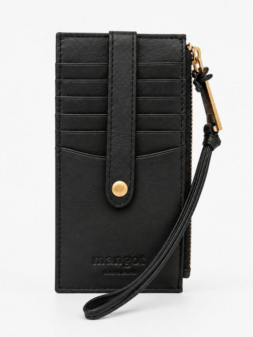 Margot Black slim leather Faye Card case wallet wristlet